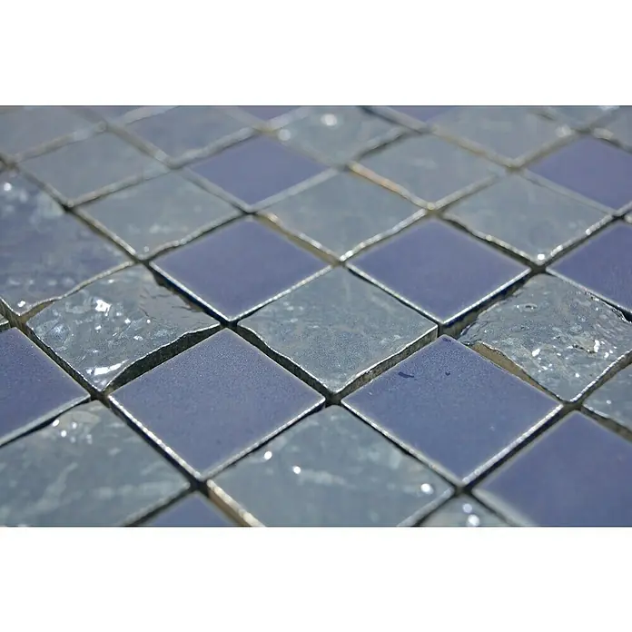 Mosaikfliese Quadrat Gaku Blue - 31,6 x 31,6 cm, Blau, Glänzend - Detailaufnahme