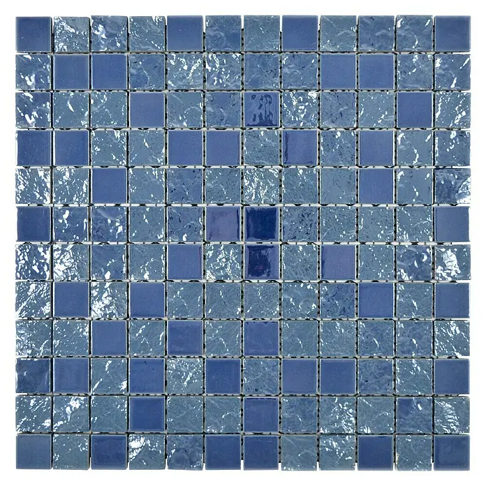 Mosaikfliese Quadrat Gaku Blue - 31,6 x 31,6 cm, Blau, Glänzend - Draufsicht