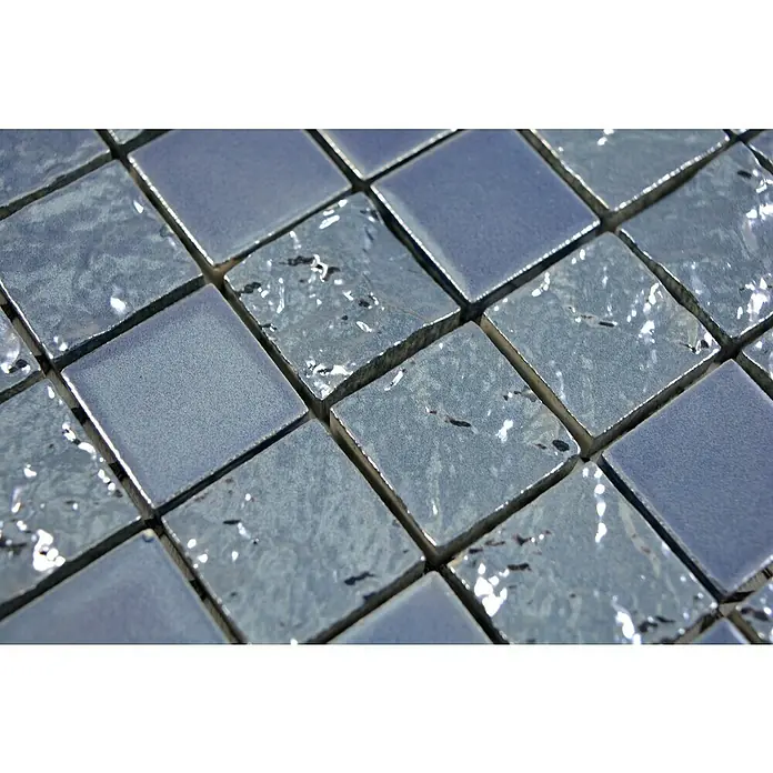 Mosaikfliese Quadrat Gaku Blue - 31,6 x 31,6 cm, Blau, Glänzend - Detailaufnahme