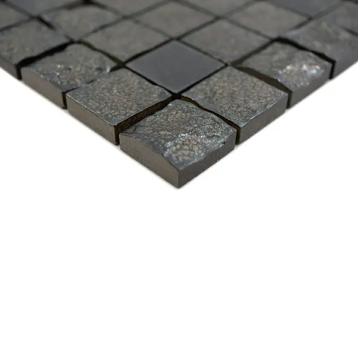 Mosaikfliese Quadrat Sabi Black - 31,6 x 31,6 cm, Schwarz, Matt - Detailaufnahme