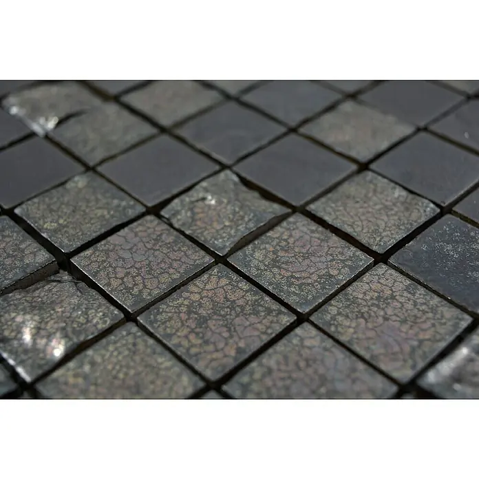 Mosaikfliese Quadrat Sabi Black - 31,6 x 31,6 cm, Schwarz, Matt - Detailaufnahme