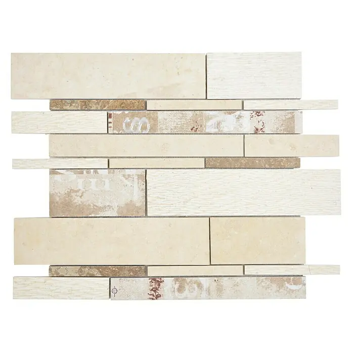 Mosaikfliese Verbund Mix MTS STB B03 - 25,5 x 30 cm, Beige/Braun, Matt - Draufsicht