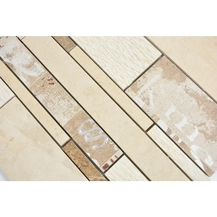Mosaikfliese Verbund Mix MTS STB B03 - 25,5 x 30 cm, Beige/Braun, Matt - Detailaufnahme