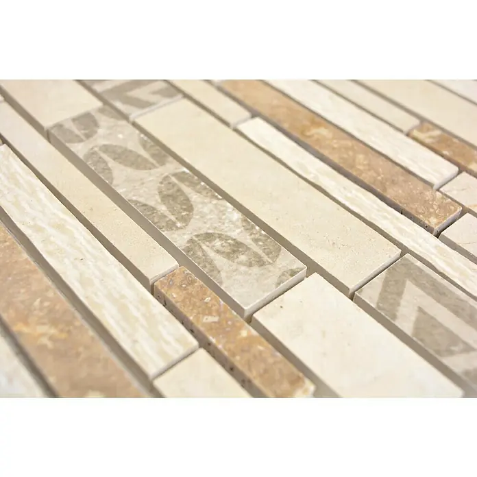 Mosaikfliese Verbund Mix MTS 27B B03 - 27 x 30 cm, Beige/Braun, Matt - Detailaufnahme
