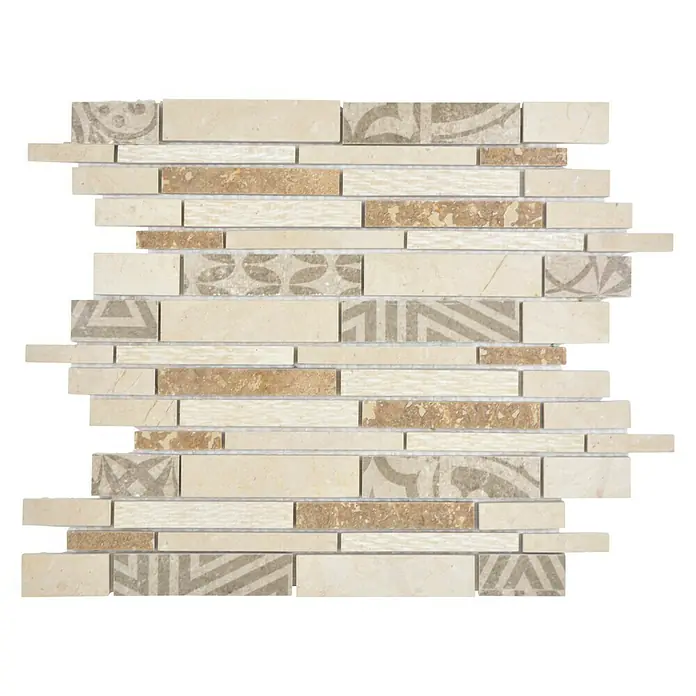 Mosaikfliese Verbund Mix MTS 27B B03 - 27 x 30 cm, Beige/Braun, Matt - Draufsicht