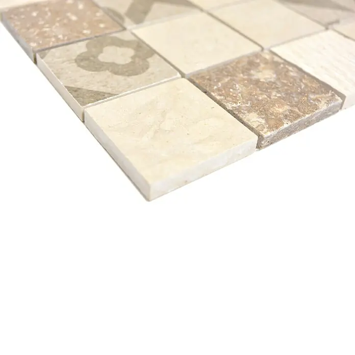 Mosaikfliese Quadrat Mix MTS 48B B03 - 30 x 30 cm, Beige/Braun, Matt - Detailaufnahme