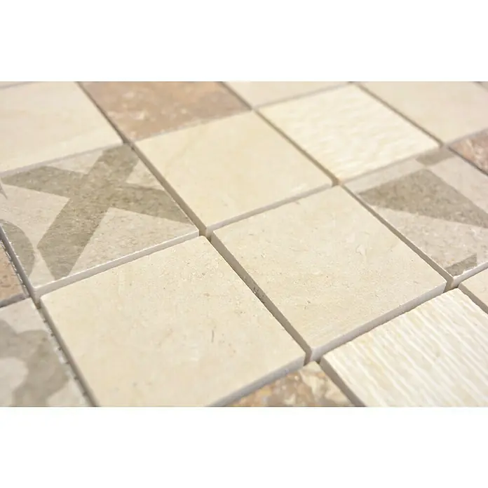 Mosaikfliese Quadrat Mix MTS 48B B03 - 30 x 30 cm, Beige/Braun, Matt - Detailaufnahme