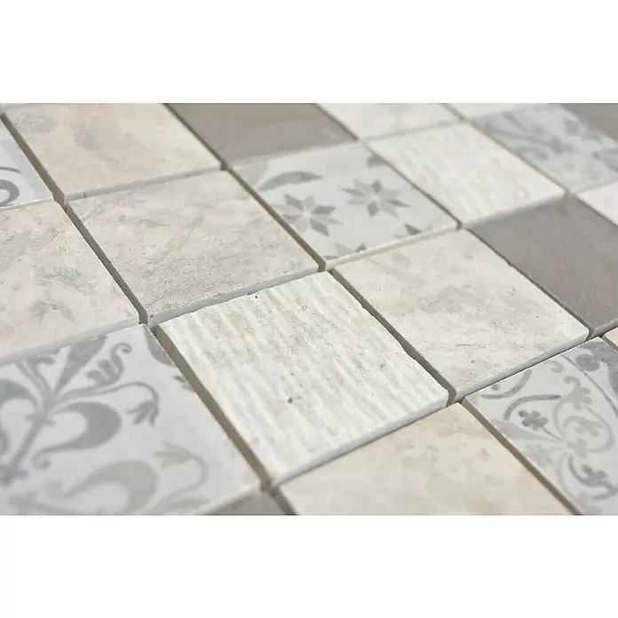 Mosaikfliese Quadrat Mix MTS 48G D09 - 30 x 30 cm, Dunkelgrau, Grau, Matt - Detailaufnahme