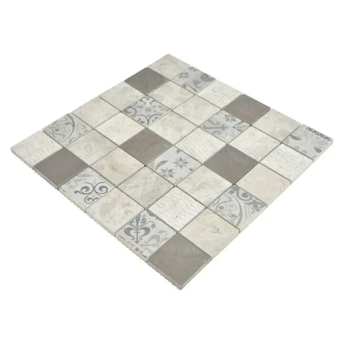 Mosaikfliese Quadrat Mix MTS 48G D09 - 30 x 30 cm, Dunkelgrau, Grau, Matt - Ansicht von oben