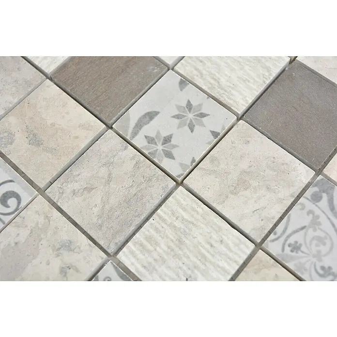 Mosaikfliese Quadrat Mix MTS 48G D09 - 30 x 30 cm, Dunkelgrau, Grau, Matt - Detailaufnahme