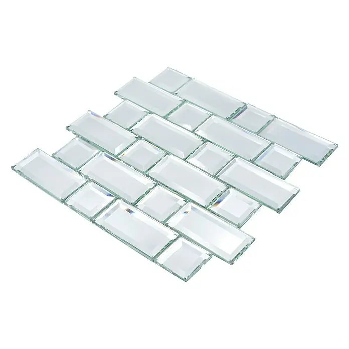 Mosaikfliese Mirror Metro XSPM 05 - 29,8 x 29,8 cm, Transparent, Glänzend - Ansicht von oben