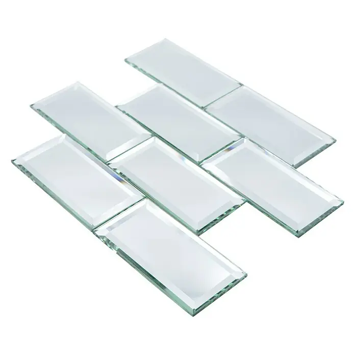 Mosaikfliese Mirror Metro XSPM 07 - 29,8 x 29,8 cm, Transparent, Glänzend - Ansicht von oben