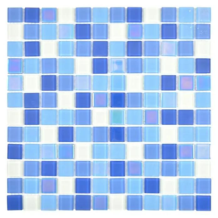 Mozaïektegel vierkant glas CM 4SE8L - 30 x 30 cm, Blauw/Wit, Glanzend - Bovenaanzicht