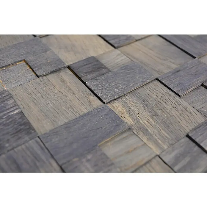 Selbstklebemosaik Wood SWM MC11B - 30 x 30 cm, Holz, Grau - Detailaufnahme