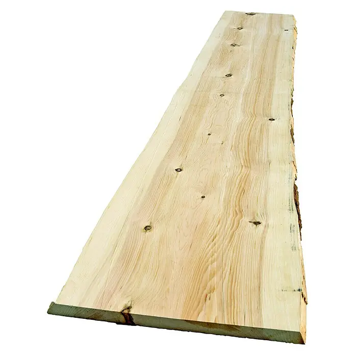 Blockware - Zirbelkiefer, Anfallende Breite: 22 cm - 28 cm, L x S: 120 x 2,6 cm - Diagonale Ansicht
