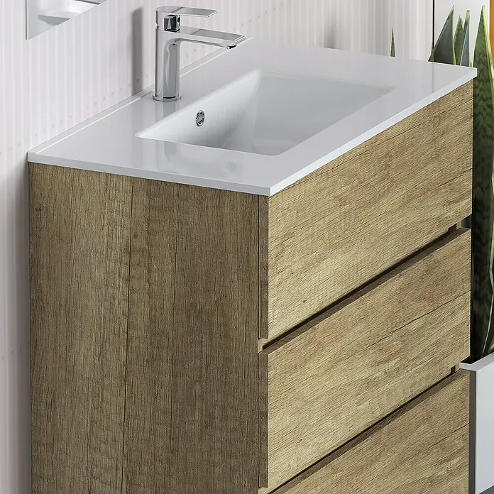 Conjunto de mueble de baño Patri - 80 cm, 3 piezas, Nature - Foto ambiente