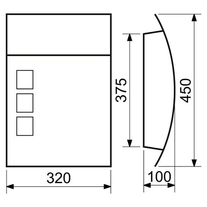 Briefkasten - L x B x H: 100 x 320 x 450 mm, Stahl, Schwarz