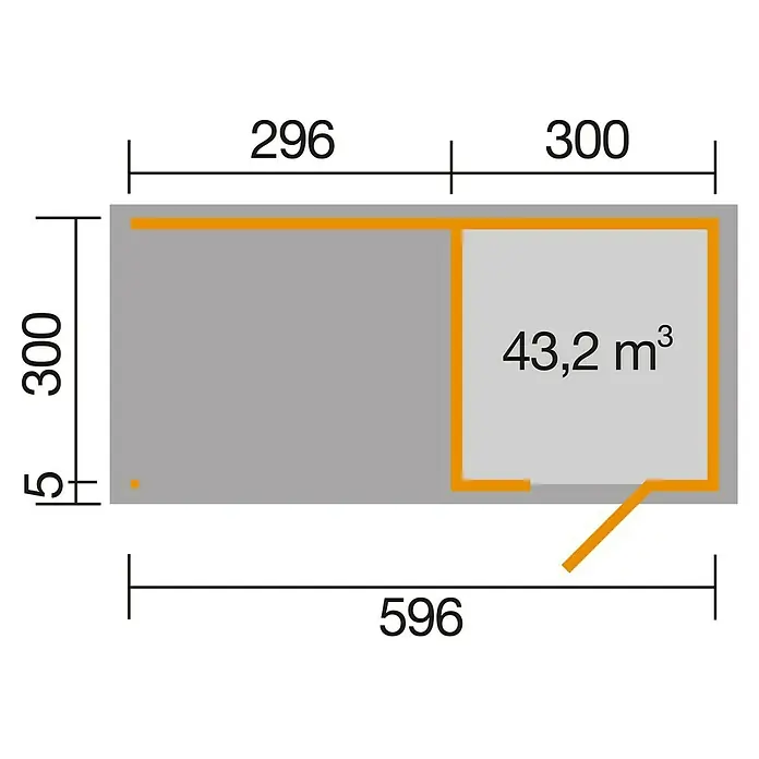 Weka wekaLine Gartenhaus Designhaus 413 A + Anbau 300 cm - B x T: 610 x 310 cm, Holz, Wandstärke: 45 mm, Natur