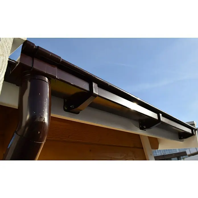 Weka Dachrinnen-Set - Passend für: Flachdachhäuser mit Anbau bis Dachbreite 650 cm, Braun - Stimmungsaufnahme