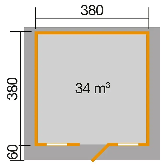 Weka Gartenhaus 110 - B x T: 460 x 454 cm, Holz, Wandstärke: 28 mm, Mit Vordach (60 cm)