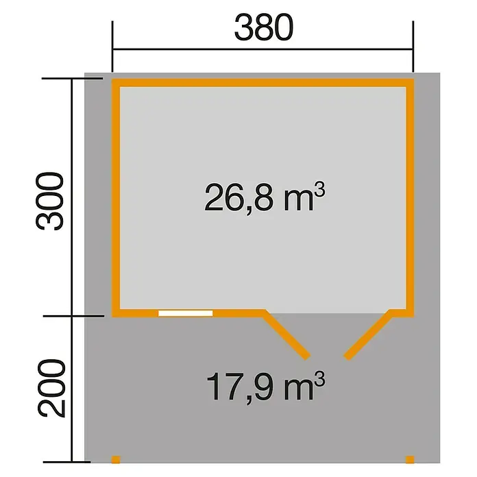 Weka Gartenhaus 111 - B x T: 460 x 514 cm, Holz, Wandstärke: 28 mm, Mit Vordach (200 cm)