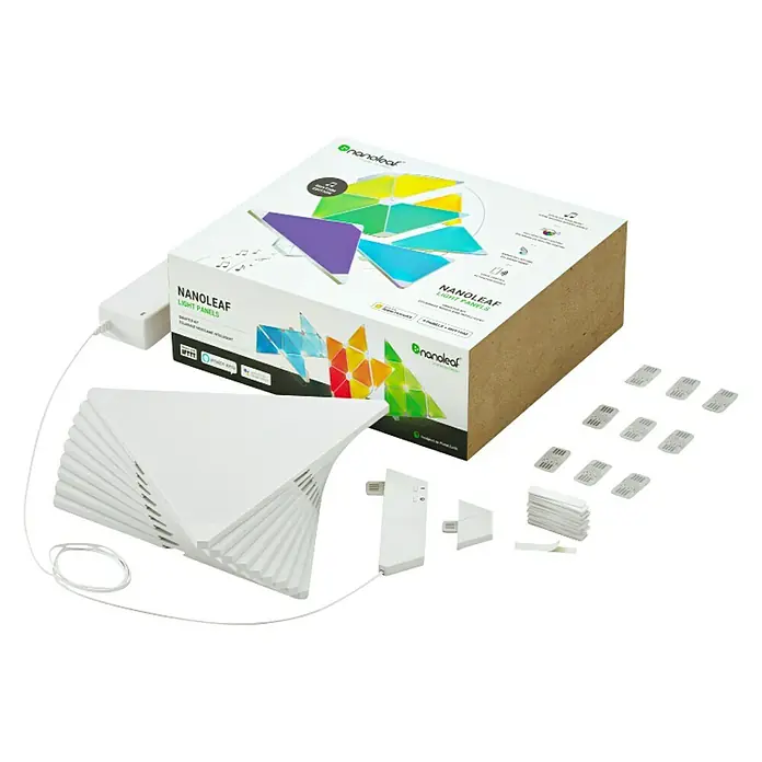 Nanoleaf Panel LED Forma Triángulo 10 unidades 2da generación - L x An x Al: 23 x 20 x 0,6 cm, Blanco, RGBW - Vista angular
