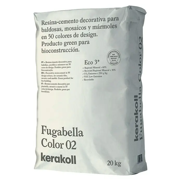 Kerakoll Sellador de resina  - cemento Fugabella - Tono de color: 02, 20 kg - Vista frontal