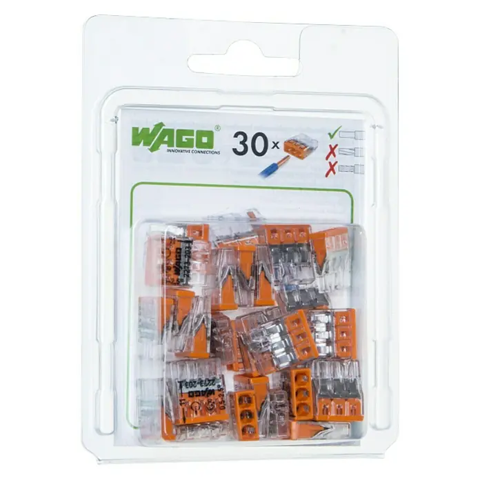 Wago Steckklemme Compact - Anzahl Leiter: 3 Stk., 0,5 - 2,5 mm², 30 Stk. - Vorderansicht