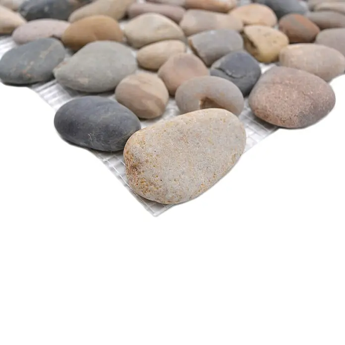 Mosaikfliese Kiesel XKF 004M - 31,5 x 31,5 cm, Grau/Beige, Matt - Detailaufnahme