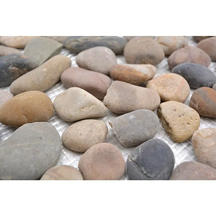 Mosaikfliese Kiesel XKF 004M - 31,5 x 31,5 cm, Grau/Beige, Matt - Detailaufnahme