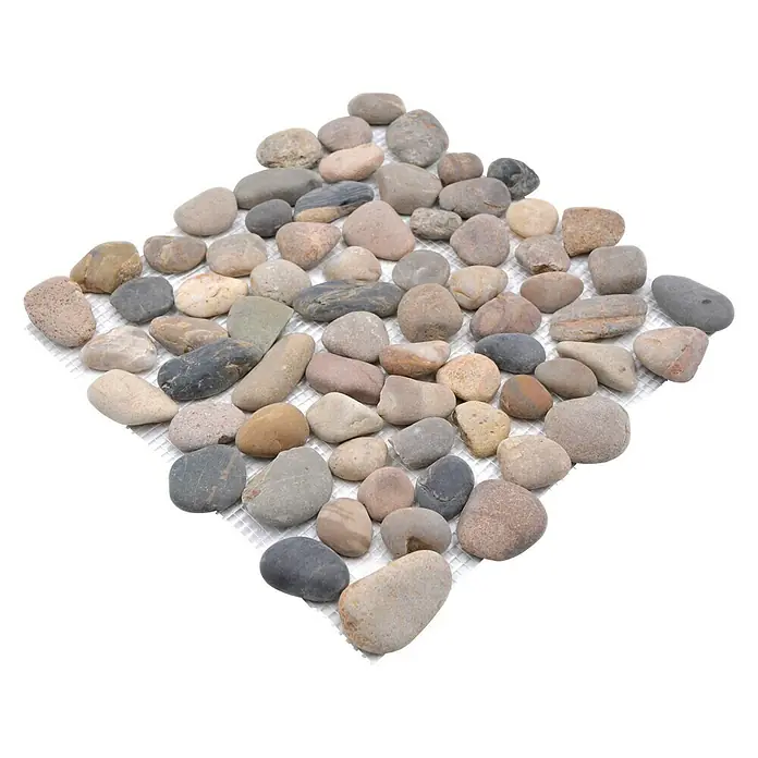 Mosaikfliese Kiesel XKF 004M - 31,5 x 31,5 cm, Grau/Beige, Matt - Ansicht von oben