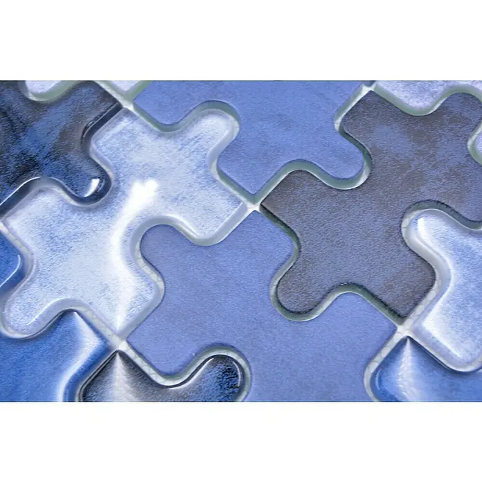 Mozaïektegel puzzel glas Mix XCM PT01B - 29,8 x 29,8 cm, Blauw, Glanzend - Bovenaanzicht