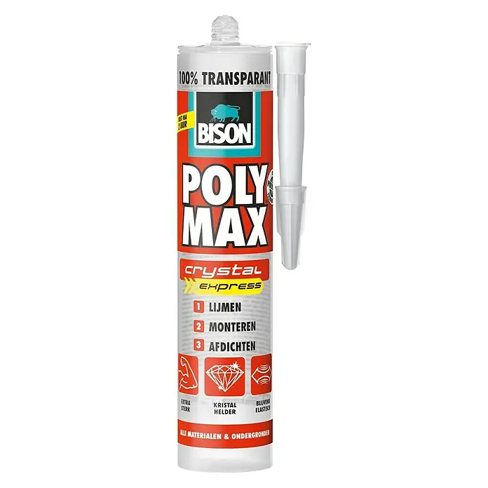 Bison Poly Max Montagelijm Crystal Express - 300 g, Patroon - Vooraanzicht
