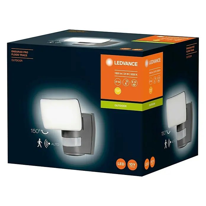 Osram LED-Außenwandleuchte Endura Pro Flood Trace - 24 W, 169 x 155 x 196 mm, Dunkelgrau, IP44 - Vorderansicht