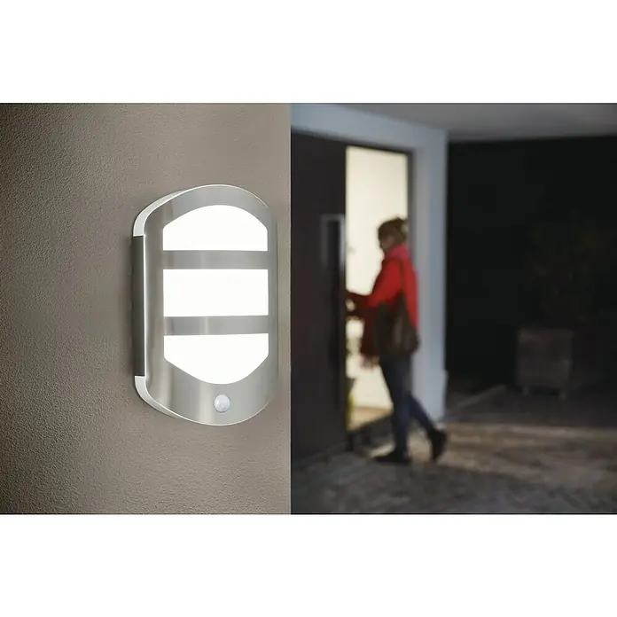 Osram Endura Style LED-Außenwandleuchte Plate Wall - 12,5 W, 180 x 60 x 283 mm, Edelstahl, IP44 - Stimmungsaufnahme