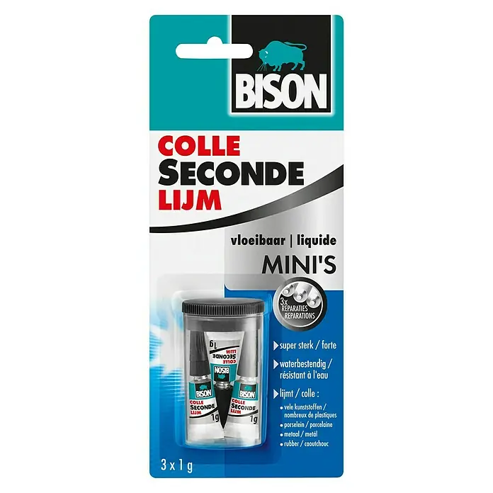 Bison Secondelijm Vloeibaar Mini's - 3 g - Vooraanzicht