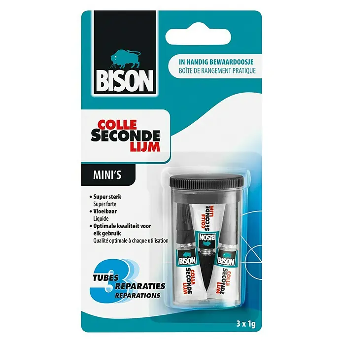 Bison Secondelijm Vloeibaar Mini's - 3 g - Zicht van beneden