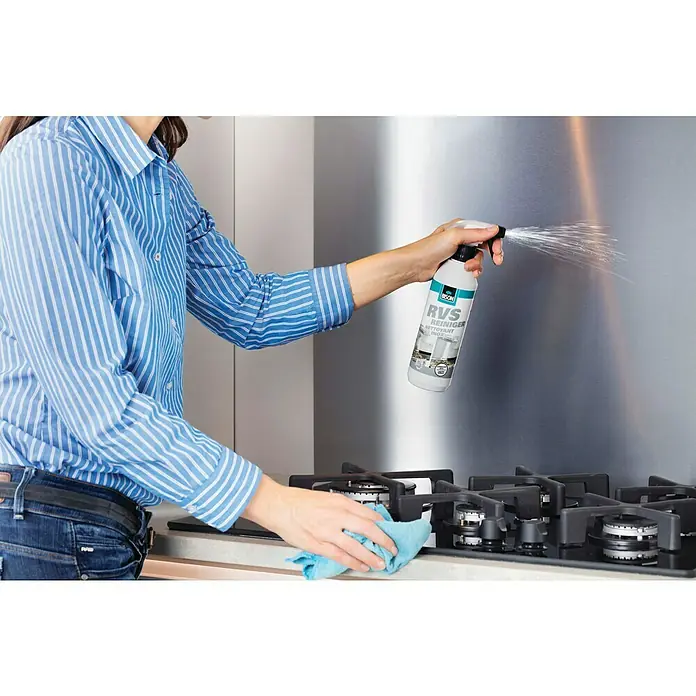 Bison Roestvrijstaalreiniger Spray - 500 ml - Toepassingsvoorbeeld