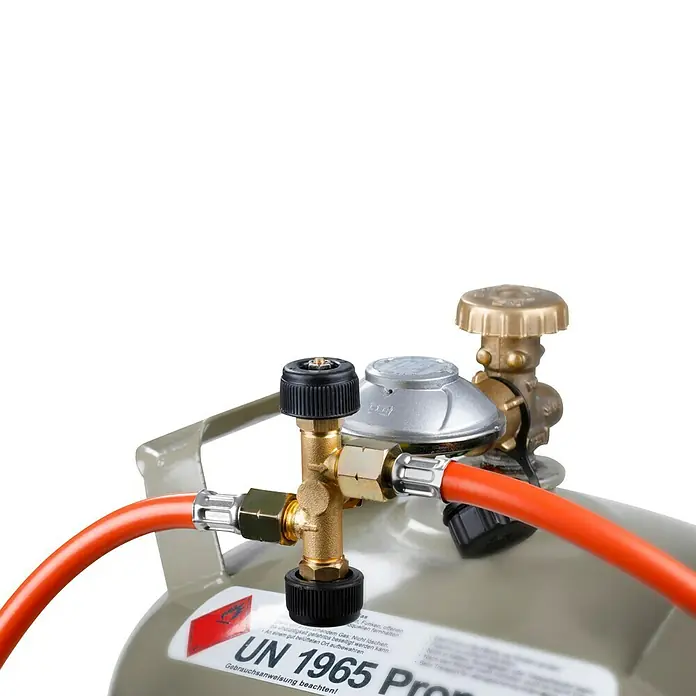 Rothenberger Industrial Doppelabzweigventil - Passend für: Druckregler mit 1/4" L-Anschluss - Detailaufnahme