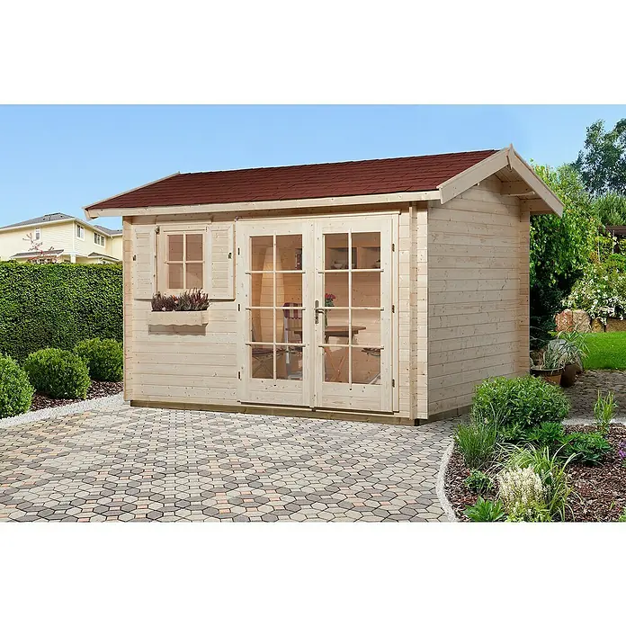 Weka Gartenhaus 163 - B x T: 410 x 380 cm, Holz, Wandstärke: 28 mm - Stimmungsaufnahme