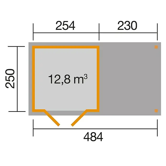 Weka Gartenhaus 321 + Anbau 230 cm - Holz, 12,225 m², Wandstärke: 19 mm