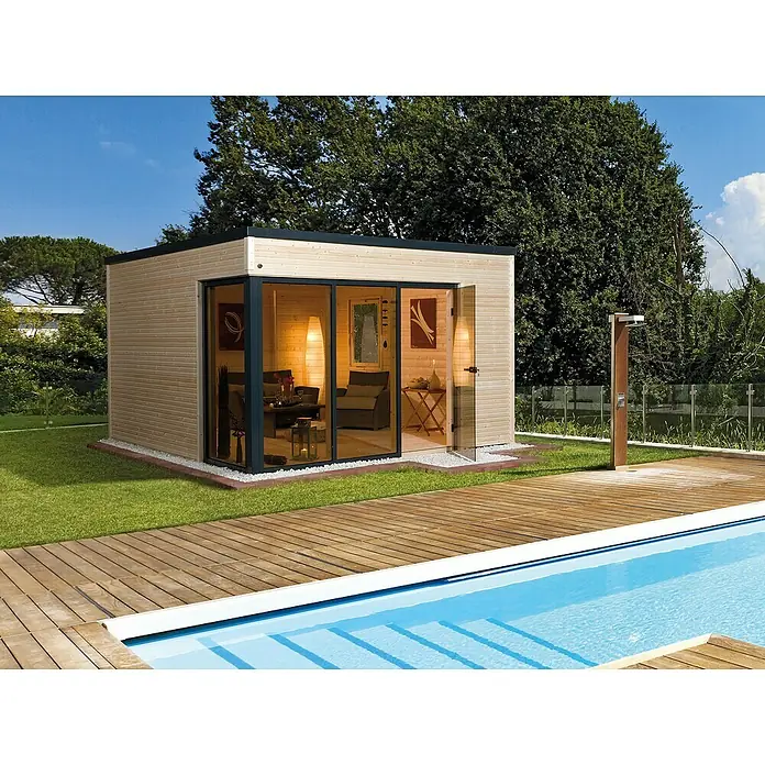 Weka Gartenhaus Designhaus Cubilis - B x T: 388 x 314 cm, Holz, 11,4 m², Wandstärke: 45 mm - Stimmungsaufnahme