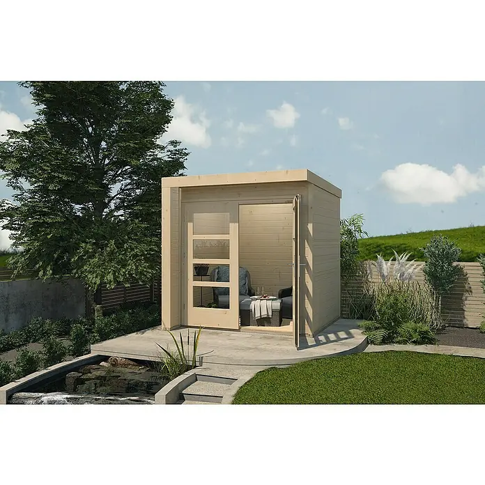 Weka Gartenhaus Designhaus 262 A - B x T: 214 x 215 cm, Holz, 4,285 m², Wandstärke: 21 mm, Natur - Stimmungsaufnahme