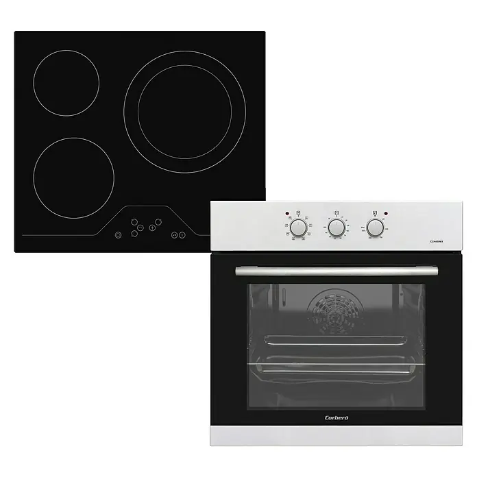 Corberó Set de horno empotrado CCHEV840MX - Número de tipos de calentamiento: 8 ud., Acero inoxidable/Negro - Vista frontal
