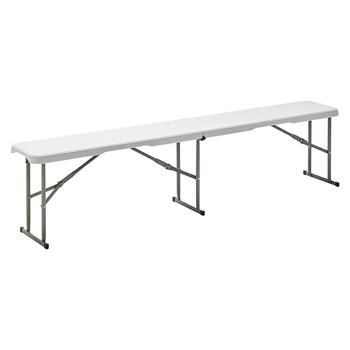 Banco plegable Every - L x An x Al: 180 x 28 x 43 cm, Blanco - Vista angular
