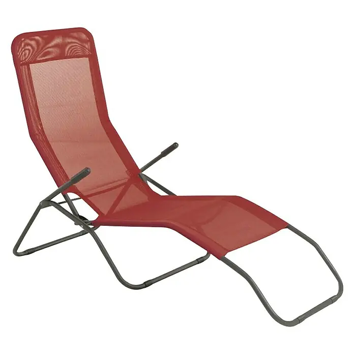 Sunfun Ležaljka za sunčanje Marissa - D x Š x V: 136 x 61 x 102 cm, Chili, Preklopno - Dijagonalni pogled