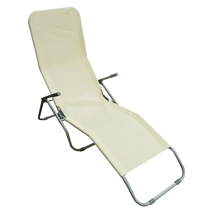 Sunfun Ležaljka za sunčanje Marissa - Bež boje, 136 x 61 x 102 cm - Dijagonalni pogled
