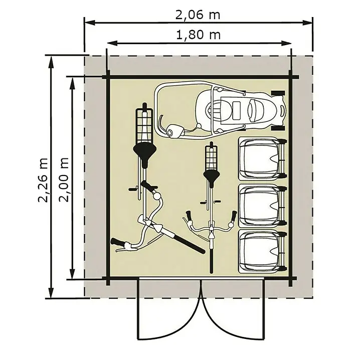 Drvena vrtna kućica Mikka - Drvo, Baza: 3,6 m², Debljina stijenke: 19 mm, Ravan krov