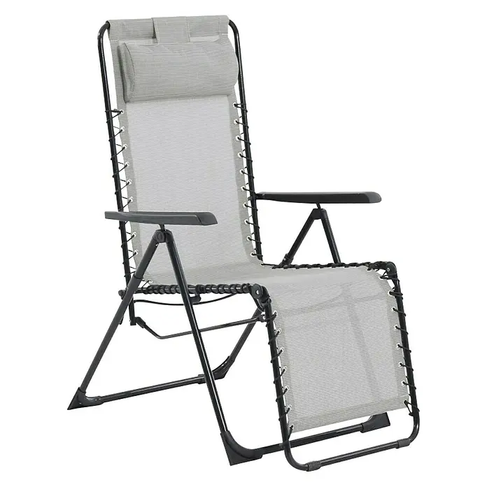 Relax Sklopiva stolica s pozicijama - Sive boje, 88 x 64 x 110 cm - Dijagonalni pogled