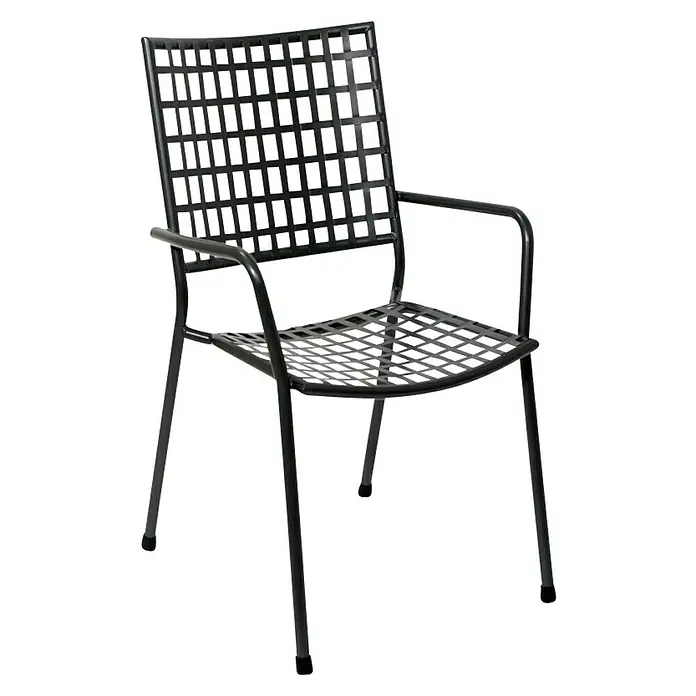 Vrtna stolica F9 - D x Š x V: 63 x 55 x 88 cm, Antracit, Mogu se slagati jedni na druge - Dijagonalni pogled